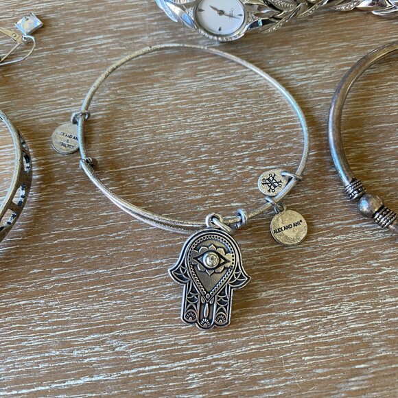 Silver and Silver-toned jewelry bundle | earrings, ring, bangles - Picture 2 of 8